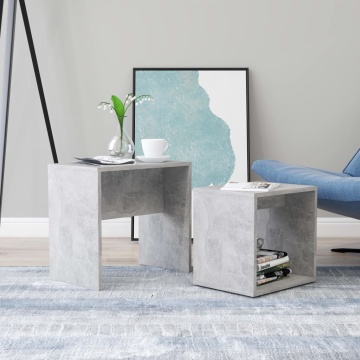 Set măsuțe de cafea, gri beton, 48x30x45 cm, lemn prelucrat - Img 1