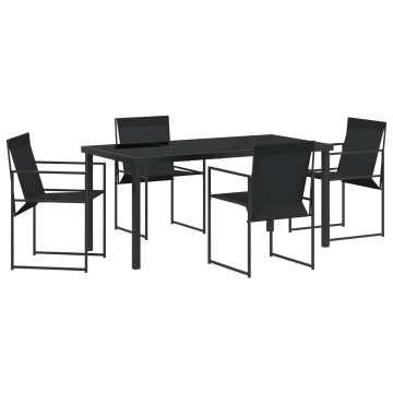 Set mese grădină 5 piese Negru Textilene și Oțel - Img 2