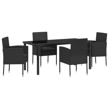Set Mese Grădină cu Perne Negre din Rattan Polimer - Img 2