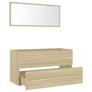 Set mobilier baie, 2 piese, stejar Sonoma, PAL - Img 3