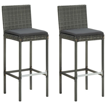 Set mobilier bar de exterior cu perne, 3 piese, gri, poliratan - Img 3
