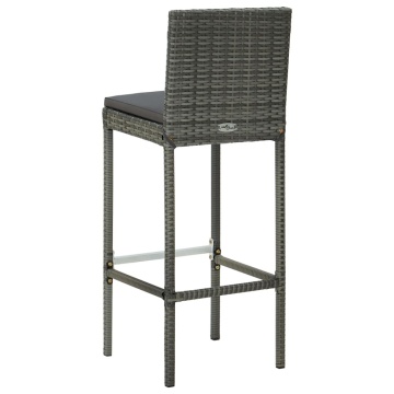 Set mobilier bar de exterior cu perne, 3 piese, gri, poliratan - Img 6