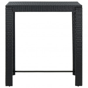 Set mobilier bar de exterior cu perne, 7 piese, negru poliratan - Img 6