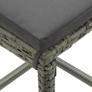Set mobilier bar de grădină cu perne, 5 piese, gri, poliratan - Img 6