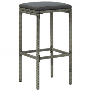 Set mobilier bar de grădină cu perne, 5 piese, gri, poliratan - Img 3