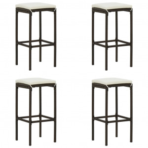 Set mobilier bar de grădină cu perne, 5 piese, maro, poliratan - Img 8