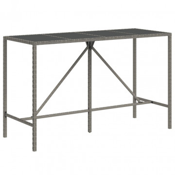 Set mobilier bar de grădină cu perne, 7 piese, gri, poliratan - Img 4