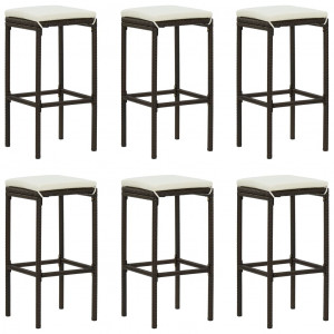 Set mobilier bar de grădină cu perne, 7 piese, maro, poliratan - Img 8