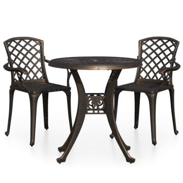 Set mobilier bistro, 3 piese, bronz, aluminiu turnat - Img 2