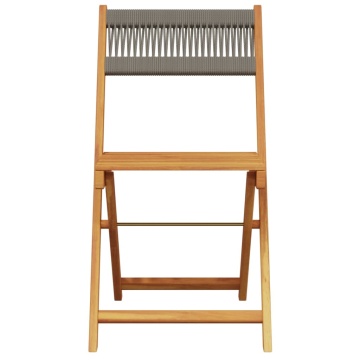 Set mobilier bistro, 3 piese, gri, polipropilenă și lemn masiv - Img 5