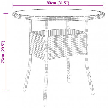 Set mobilier bistro, 3 piese, maro, poliratan/sticlă securizată - Img 7
