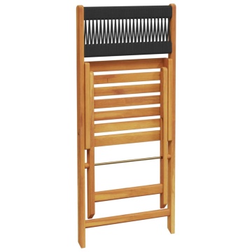 Set mobilier bistro, 3 piese, negru, polipropilenă lemn masiv - Img 6