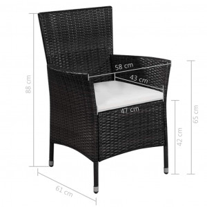 Set mobilier bistro, 3 piese, negru, poliratan - Img 4