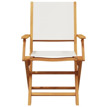 Set mobilier bistro, 3 piese, textil alb crem/lemn masiv - Img 5