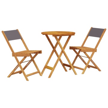Set mobilier bistro, 3 piese, textil antracit/lemn masiv - Img 2