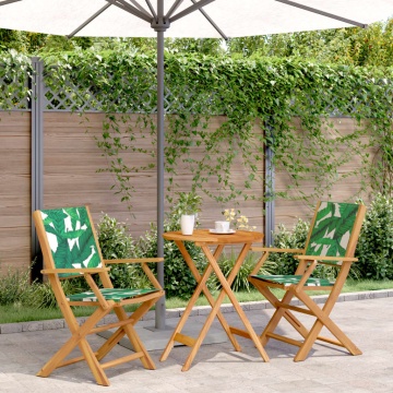 Set mobilier bistro, 3 piese, textil model frunze/lemn masiv - Img 1