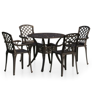 Set mobilier bistro, 5 piese, bronz, aluminiu turnat - Img 2