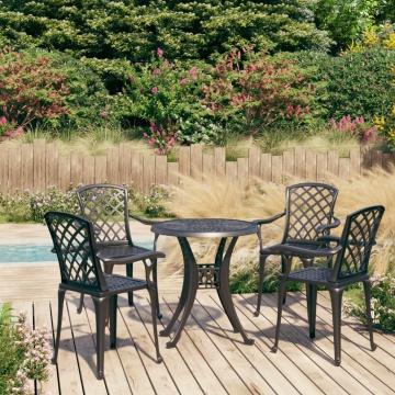 Set mobilier bistro, 5 piese, negru, aluminiu turnat - Img 1