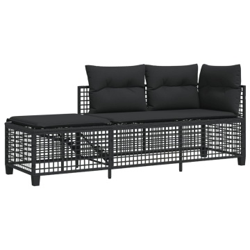 Set mobilier colțar de grădină cu perne 3 piese negru poliratan - Img 4
