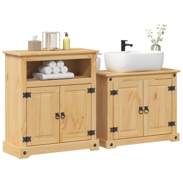 Set mobilier de baie „Corona”, 2 piese, lemn masiv de pin - Img 1