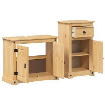 Set mobilier de baie „Corona”, 2 piese, lemn masiv de pin - Img 4