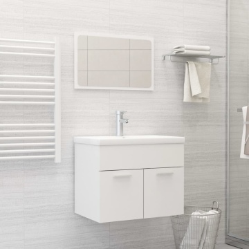 Set mobilier de baie, 2 piese, alb, PAL - Img 1