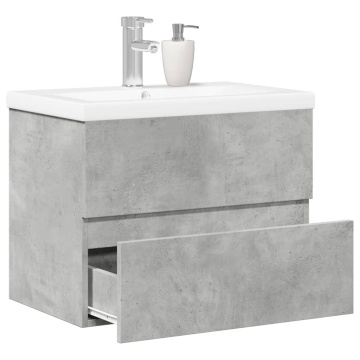 Set mobilier de baie, 2 piese, gri beton, lemn compozit - Img 1
