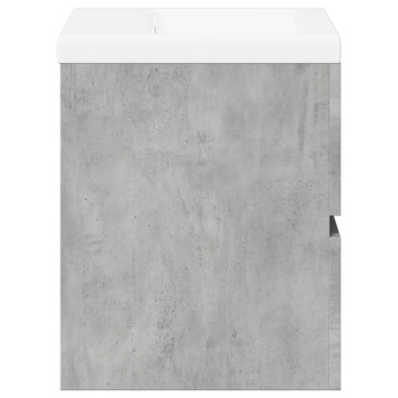 Set mobilier de baie, 2 piese, gri beton, lemn compozit - Img 8
