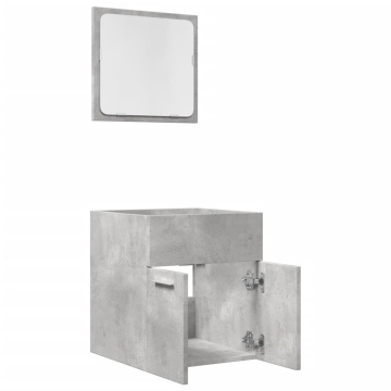 Set mobilier de baie, 2 piese, gri beton, lemn compozit - Img 8