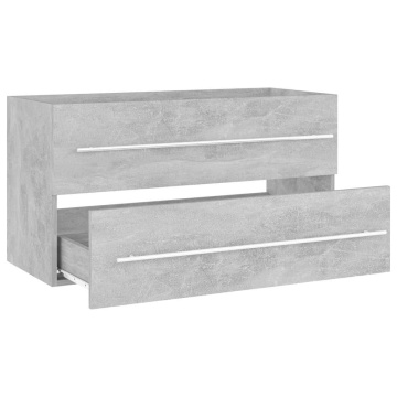 Set mobilier de baie, 2 piese, gri beton, PAL - Img 7