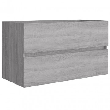 Set mobilier de baie, 2 piese, gri sonoma, lemn prelucrat - Img 6