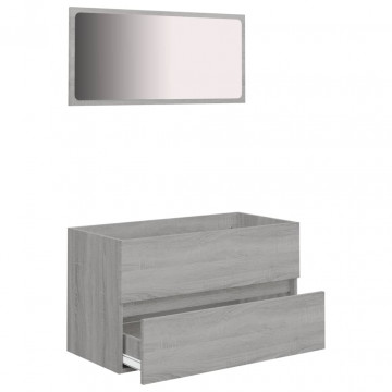 Set mobilier de baie, 2 piese, gri sonoma, lemn prelucrat - Img 8