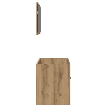 Set mobilier de baie, 2 piese, stejar artizanal, lemn prelucrat - Img 6