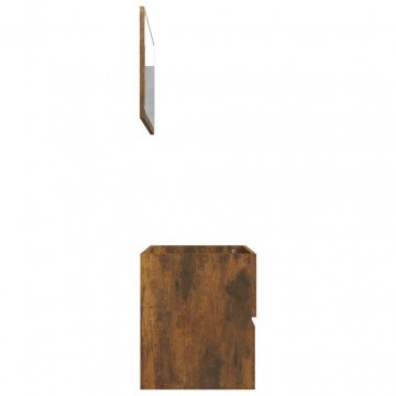 Set mobilier de baie, 2 piese, stejar fumuriu, lemn prelucrat - Img 5