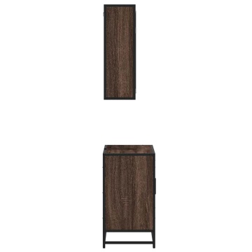 Set mobilier de baie, 2 piese, stejar maro, lemn prelucrat - Img 5