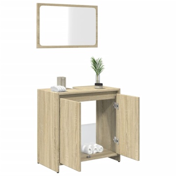 Set mobilier de baie, 2 piese, stejar sonoma, lemn prelucrat - Img 4