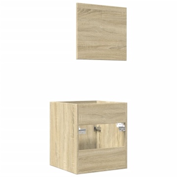 Set mobilier de baie, 2 piese, stejar sonoma, lemn prelucrat - Img 6