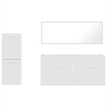 Set mobilier de baie, 3 piese, alb extralucios, lemn compozit - Img 8
