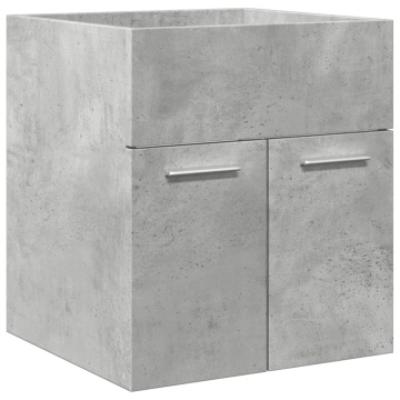Set mobilier de baie, 3 piese, gri beton, lemn compozit - Img 7