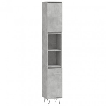 Set mobilier de baie, 3 piese, gri beton, lemn compozit - Img 8