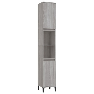 Set mobilier de baie, 3 piese, gri sonoma, lemn prelucrat - Img 5