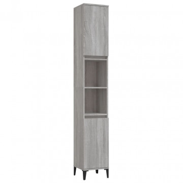 Set mobilier de baie, 3 piese, gri sonoma, lemn prelucrat - Img 5