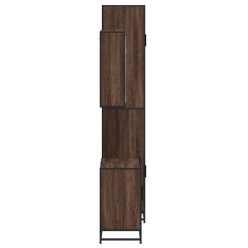 Set mobilier de baie, 3 piese, stejar maro, lemn prelucrat - Img 5