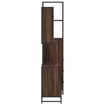 Set mobilier de baie, 3 piese, stejar maro, lemn prelucrat - Img 5