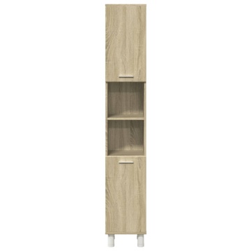 Set mobilier de baie, 3 piese, stejar sonoma, lemn prelucrat - Img 6