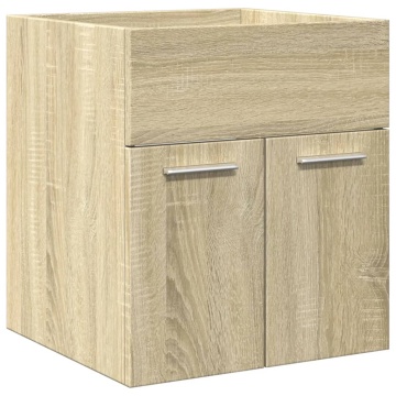 Set mobilier de baie, 3 piese, stejar sonoma, lemn prelucrat - Img 7