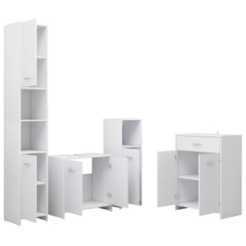 Set mobilier de baie, 4 piese, alb - Img 3