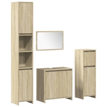 Set mobilier de baie, 4 piese, stejar sonoma, lemn prelucrat - Img 2