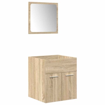 Set mobilier de baie, 4 piese, stejar sonoma, lemn prelucrat - Img 5
