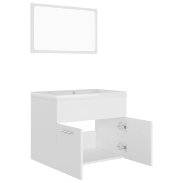 Set mobilier de baie, alb, lemn prelucrat - Img 4